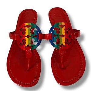 New Tory Burch Red Rainbow Sandals 9